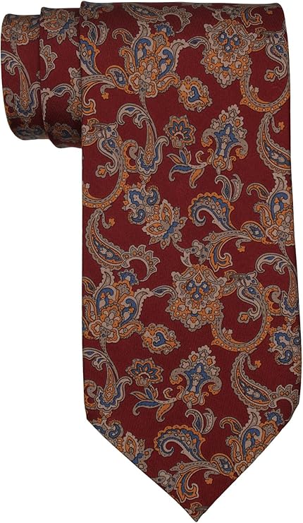 Stefano Ricci Red Gold Tapestry Paisley Printed Tie