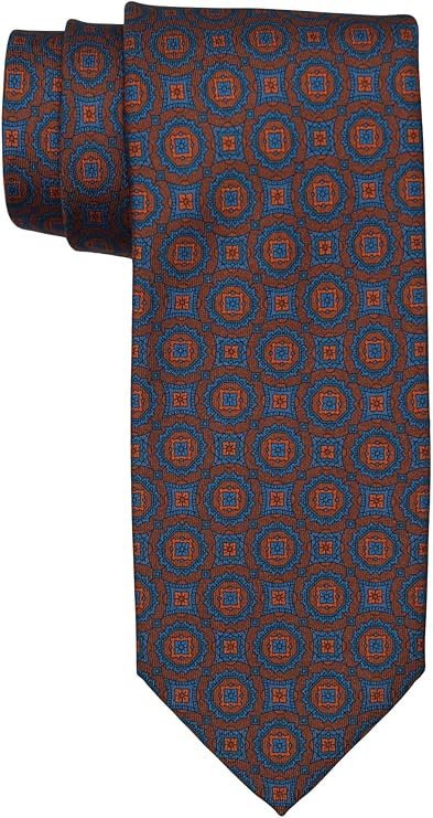 Dolcepunta 7 Fold Ancient Madder Multicolored Medallion Printed Tie
