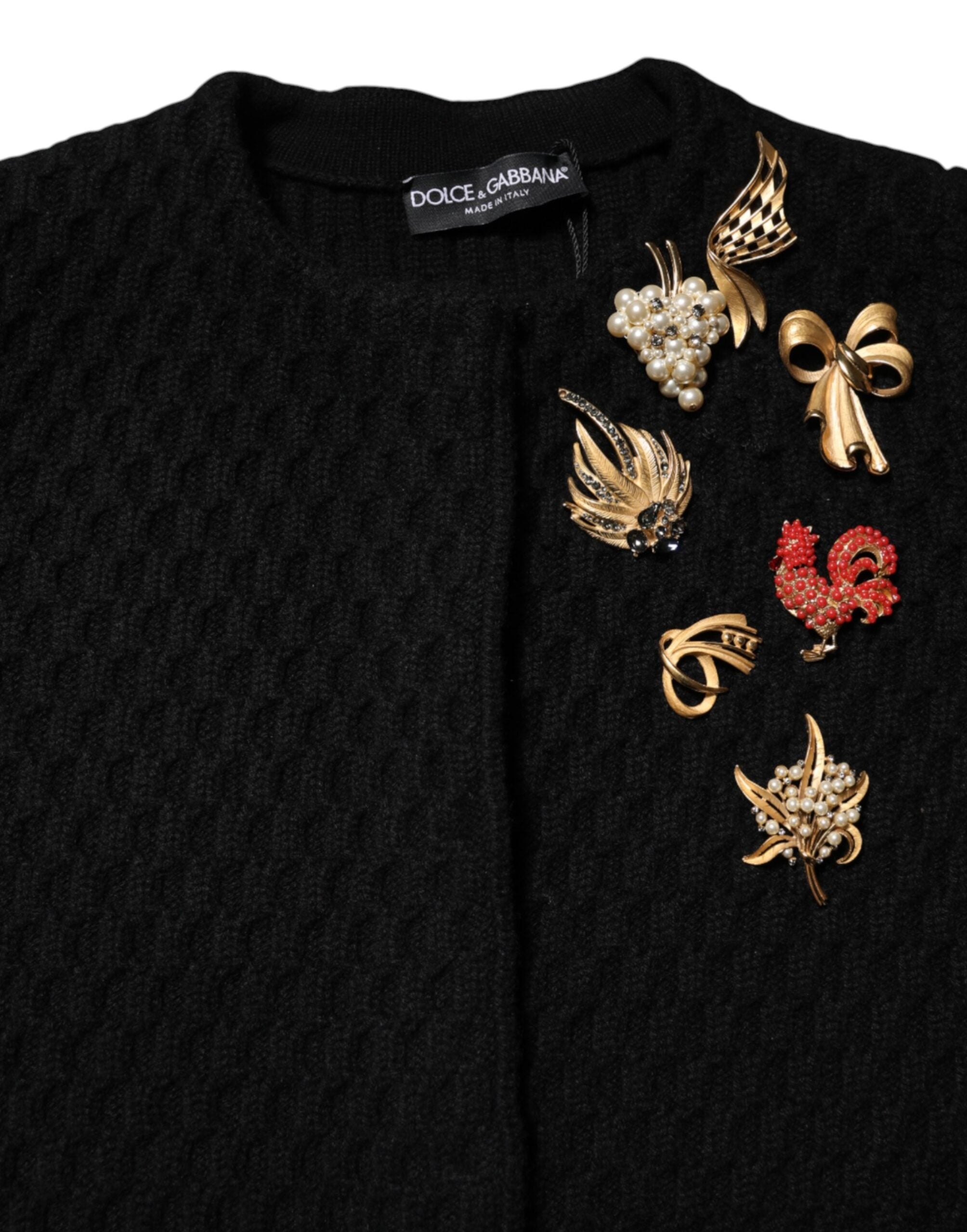 Dolce & Gabbana Black Cashmere Quilted Embellished Jacket