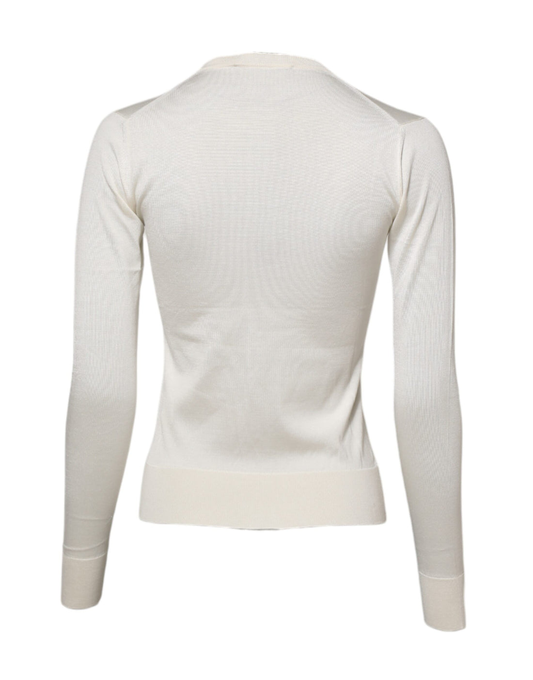 Dolce & Gabbana White Silk Lily Buttoned Cardigan Sweater
