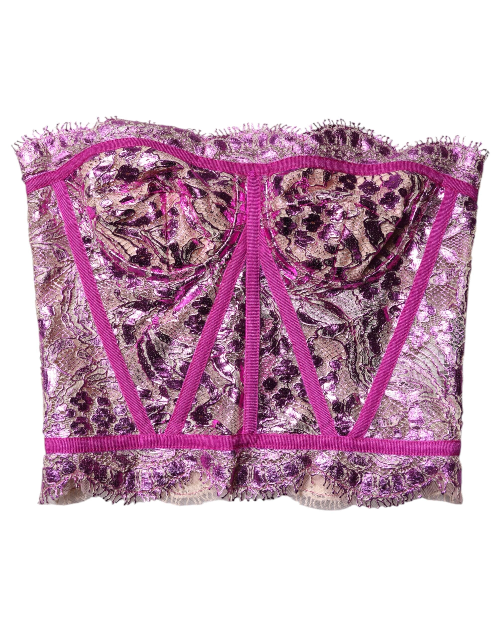Dolce & Gabbana Pink Bustier Sleeveless Corset Blouse Top