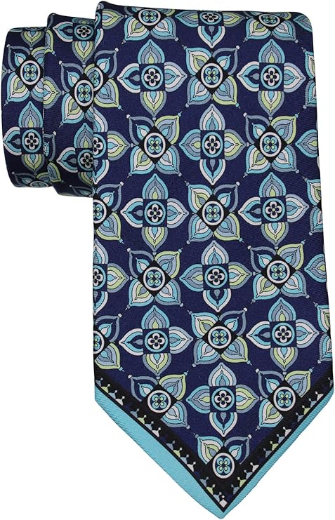 Emilio pucci Navy Turquoise Snowflake Medallion Tie