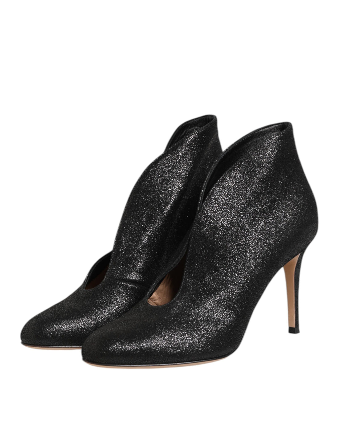 Gianvito Rossi Metallic Black Pump Stiletto Heels Shoes