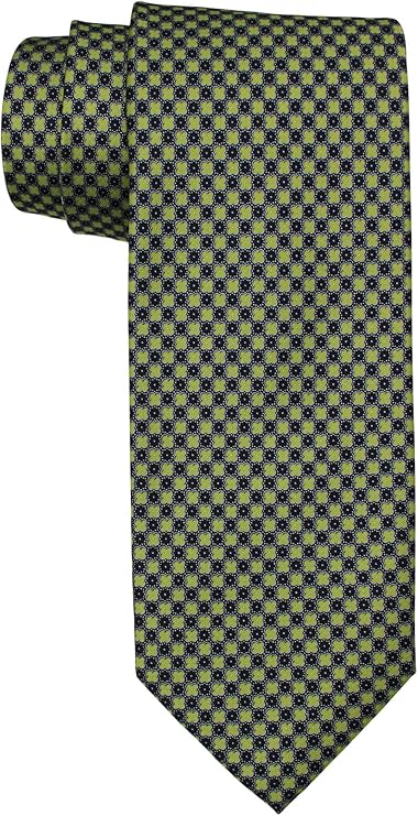 Dolcepunta 7 Fold Satin Navy Yellow Geometric Tie