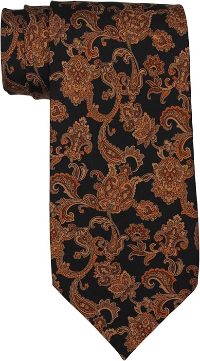 Stefano Ricci Black Gold Tapestry Paisley Printed Tie