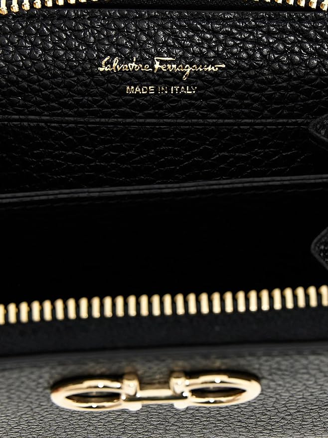 Salvatore Ferragamo Women's Gancini Black Leather Wallet in GIft Box