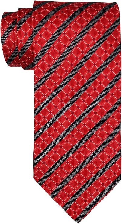 Dolcepunta Satin Red Black Striped Tie