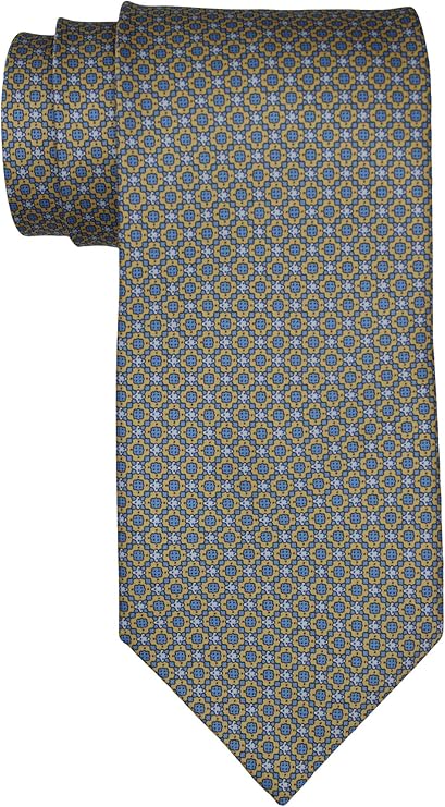 Stefano Ricci Satin Yellow Blue Geometric Tie