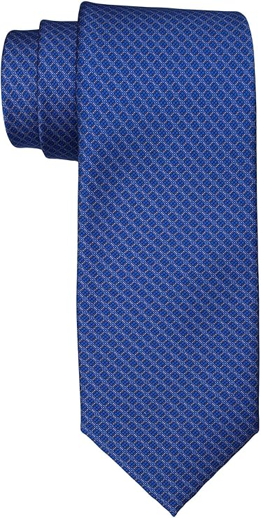 Dolcepunta Satin Blue Neat Geometric 7 Fold Tie