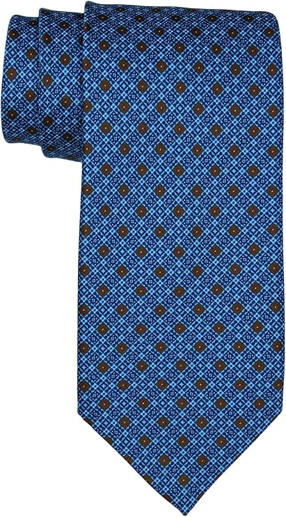 Stefano Ricci Satin Brown Blue Geometric Tie