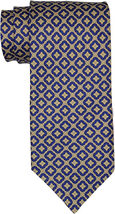 Stefano Ricci Satin Blue Gold Geometric Tie