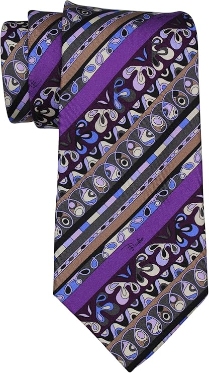 Emilio Pucci Multicolor Geometric Striped Artistic Tie
