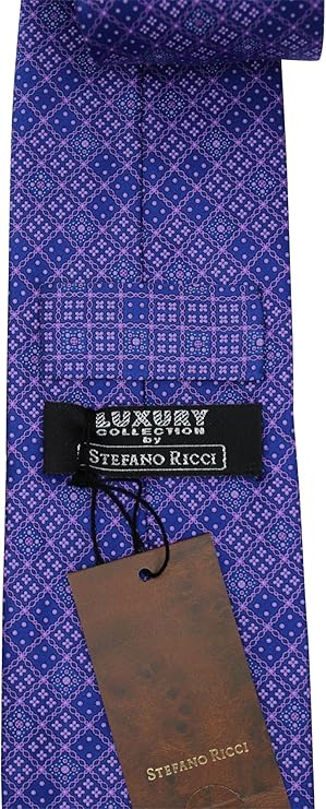 Stefano Ricci Luxury Collection Satin Blue Pink Geometric Tie