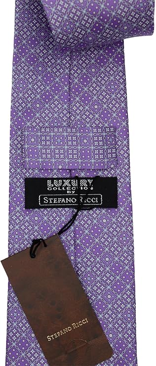 Stefano Ricci Luxury Collection Satin Purple Geometric Tie
