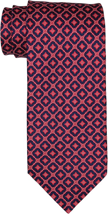 Stefano Ricci Satin Red Blue Geometric Tie