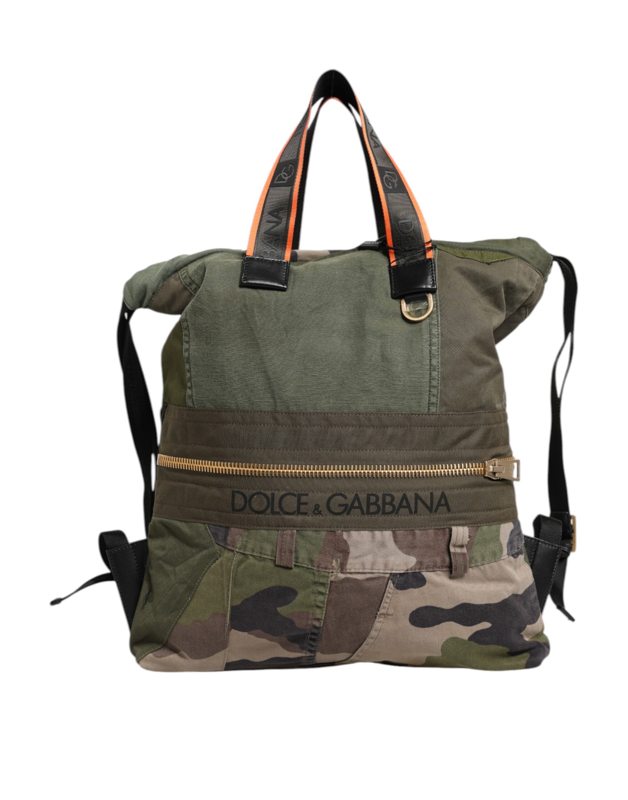 Dolce & Gabbana Military Green Patchwork Rucksack Backpack Bag