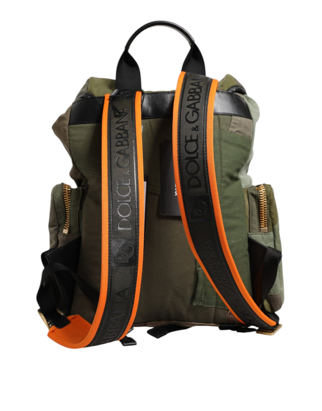 Dolce & Gabbana Military Green Patchwork Rucksack Backpack Bag
