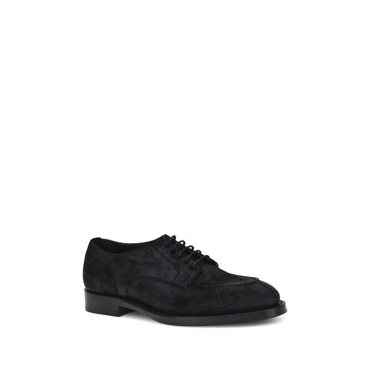 Brunello Cucinelli Black Calf Leather Bos Taurus Oxfords And Derbies