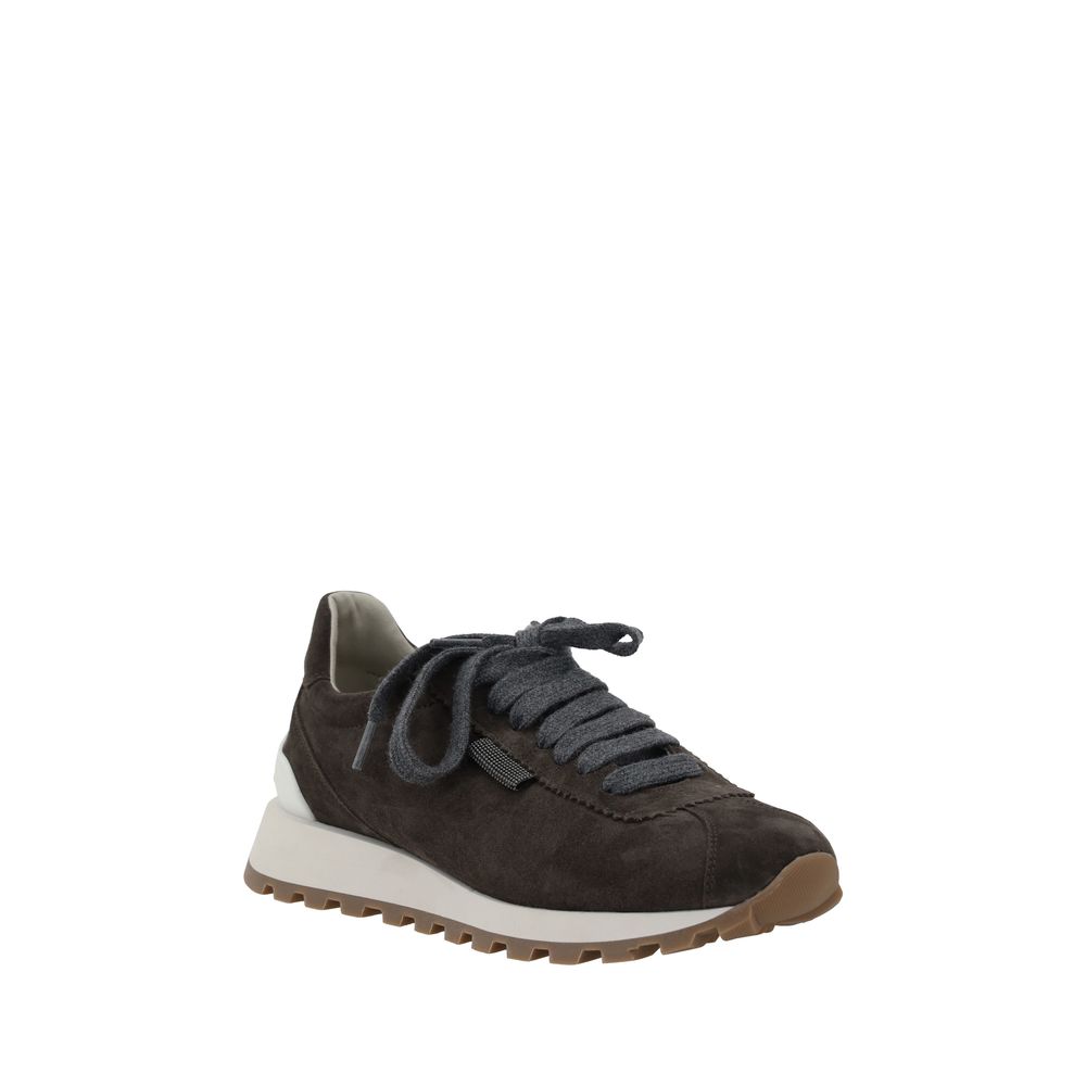 Brunello Cucinelli Black Calf Leather Bos Taurus Platform Sneakers