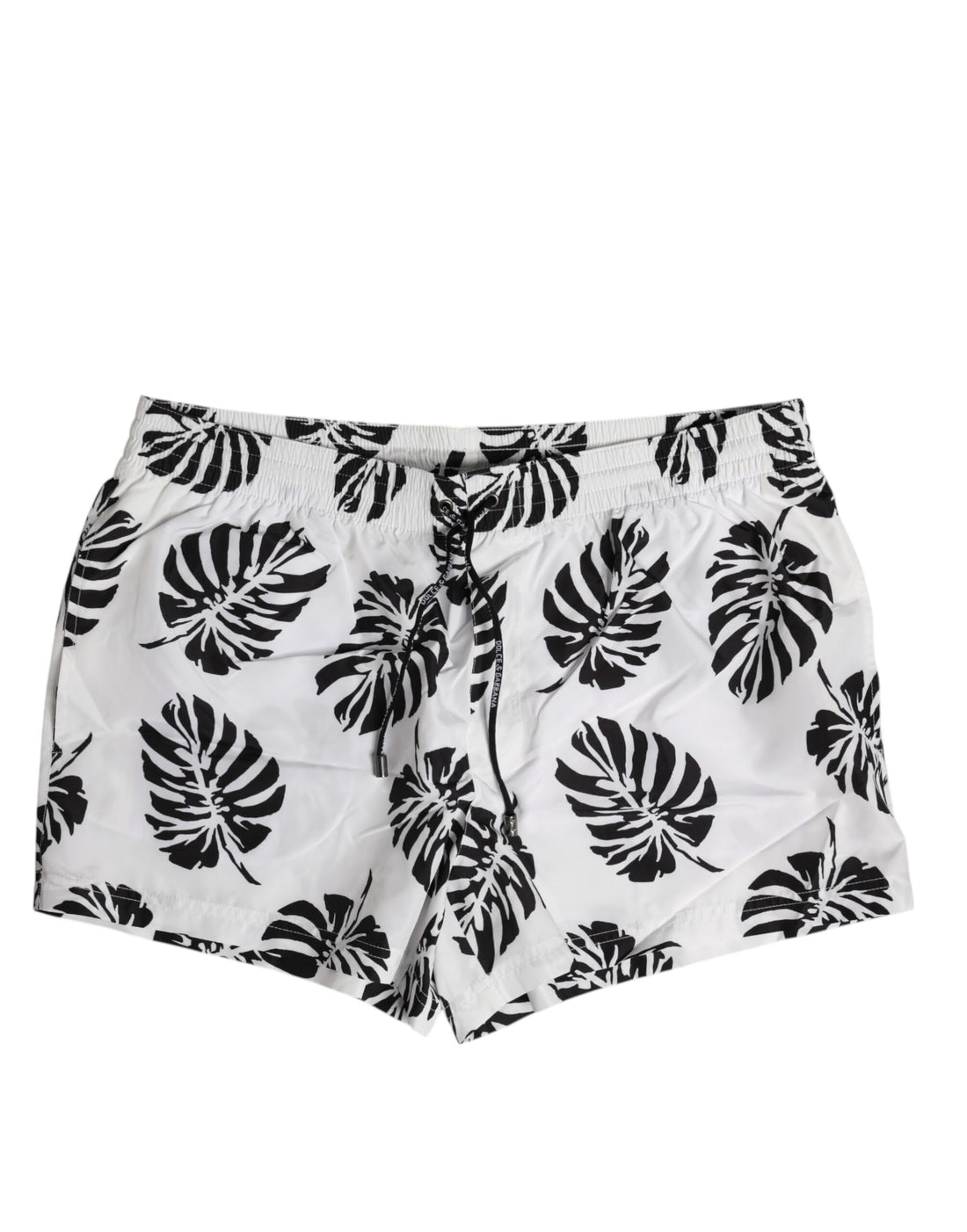 Dolce & Gabbana White Black Print Beachwear Shorts Swimwear