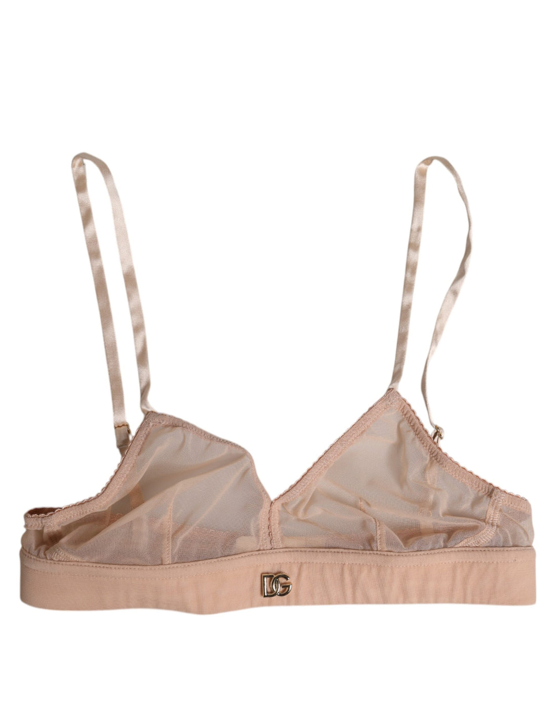 Dolce & Gabbana Powder Pink Nylon DG Logo Non Wire Bra Underwear