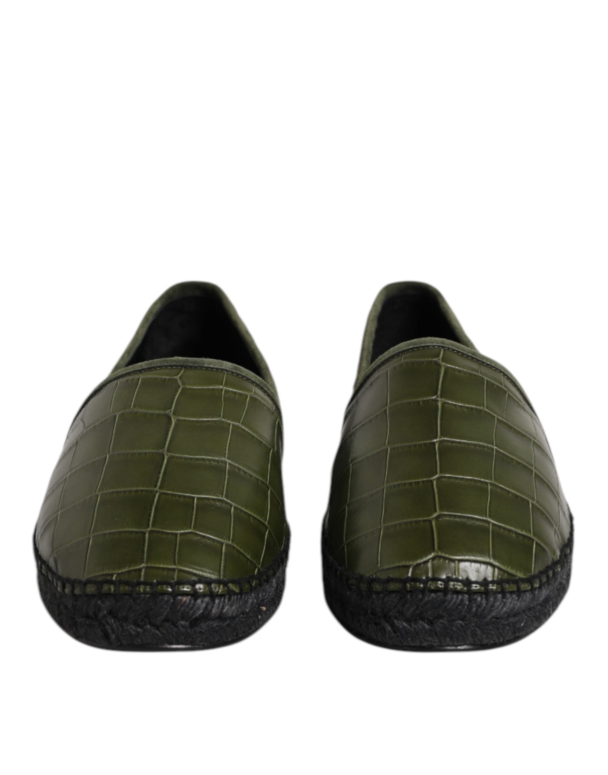 Dolce & Gabbana Green Exotic Leather Espadrilles Slip On Shoes