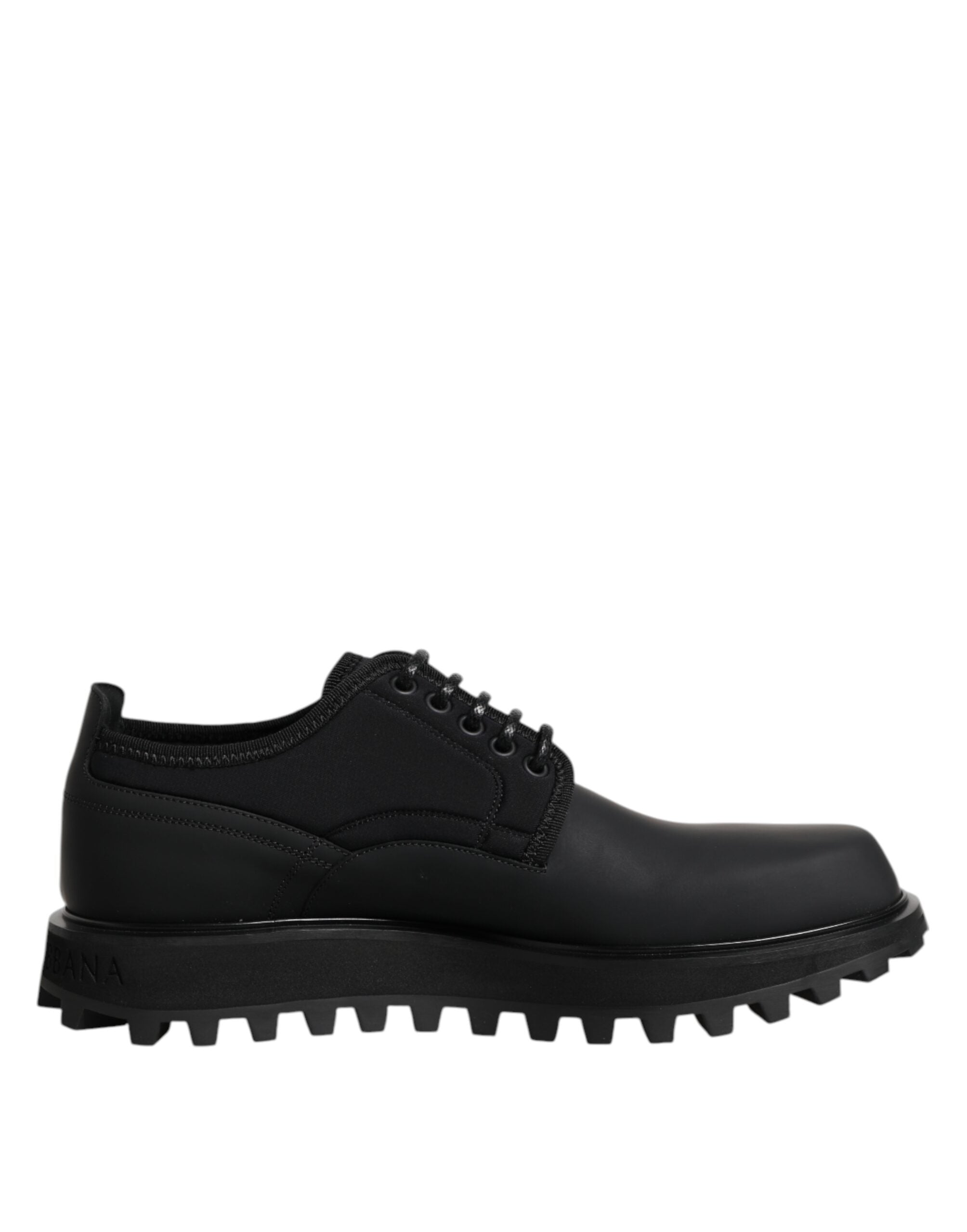 Dolce & Gabbana Black Leather Lace Up Trekking Dress Shoes