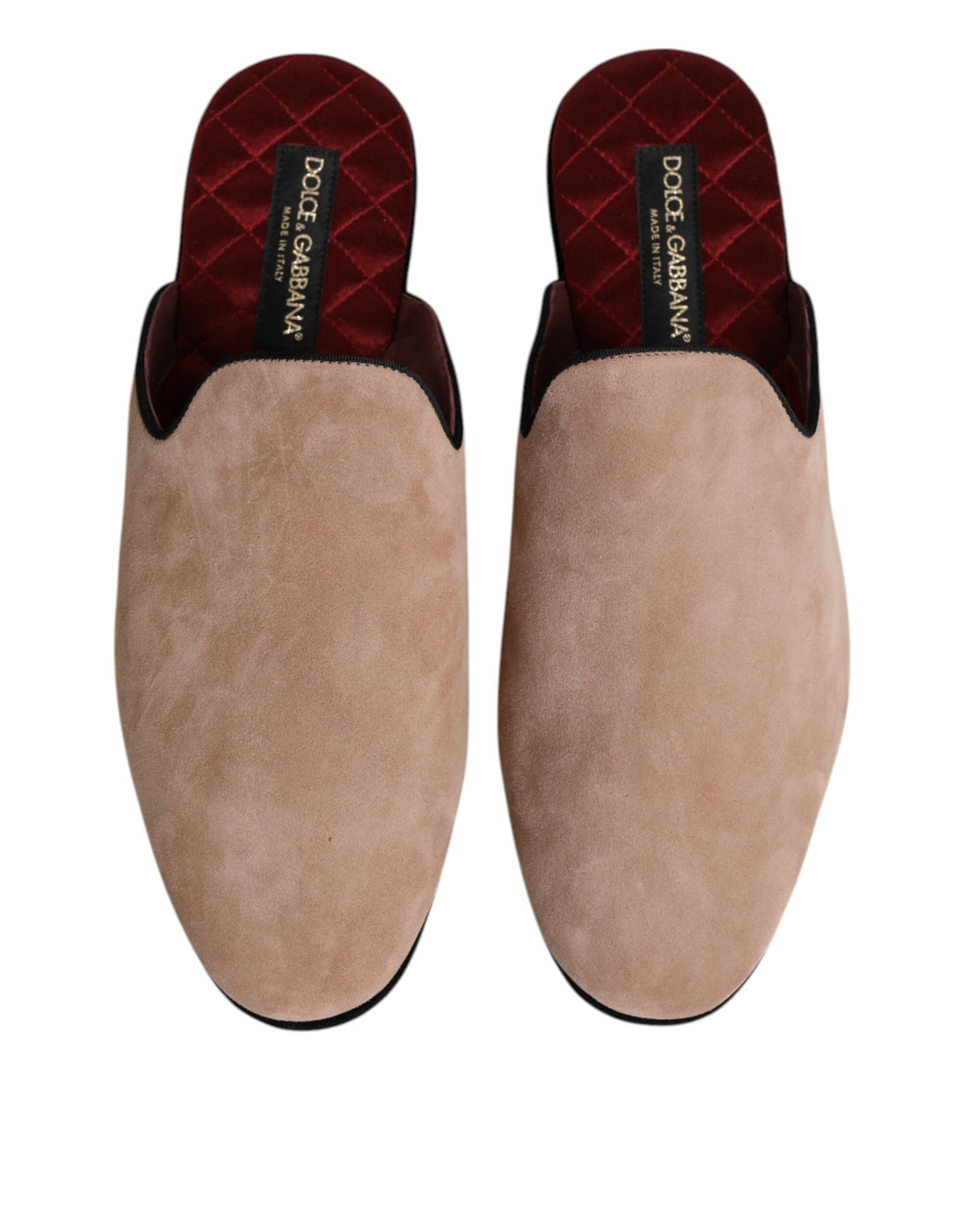 Dolce & Gabbana Beige Capra Suede Slides Flat Slipper Shoes