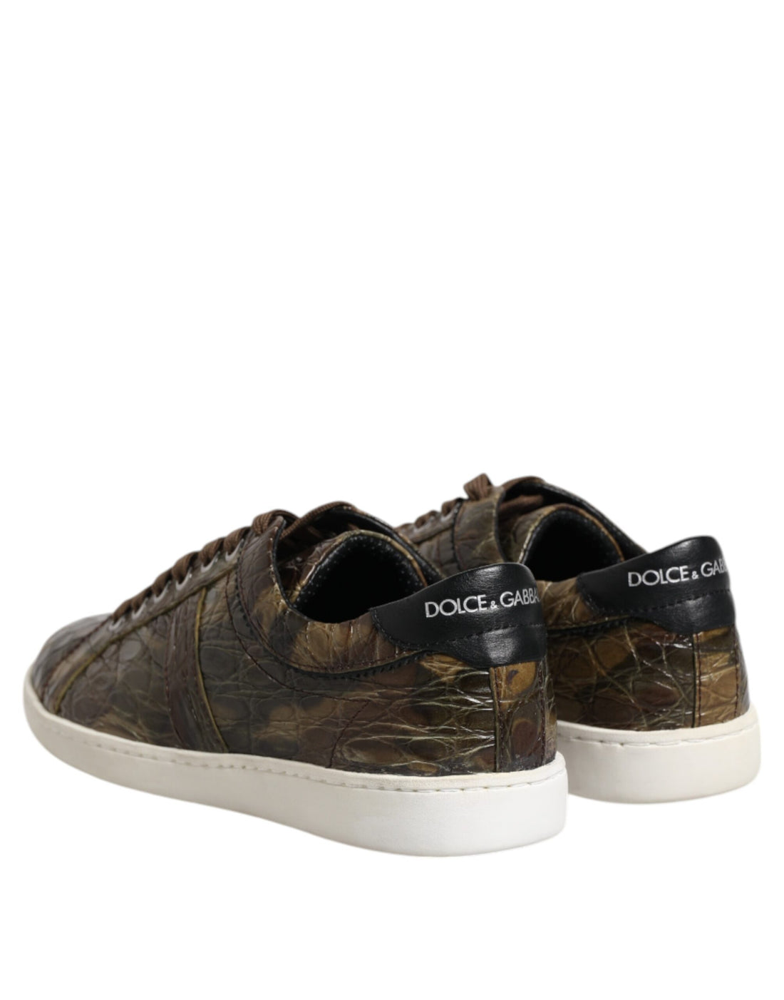 Dolce & Gabbana Brown Exotic Leather Low Top Sneakers Shoes