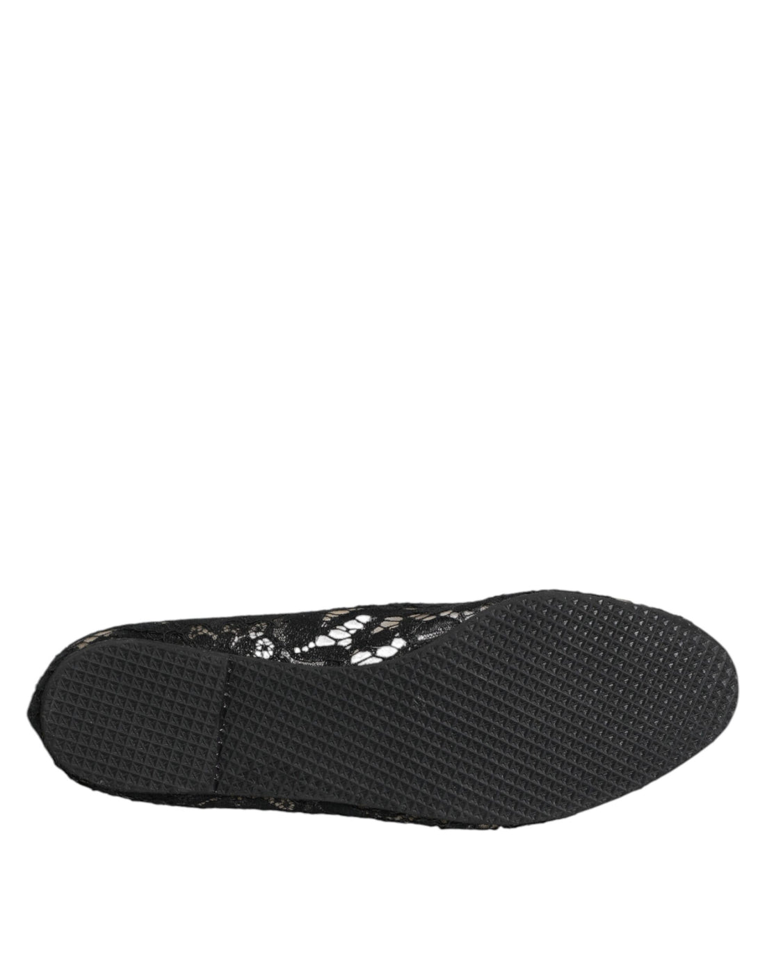 Dolce & Gabbana Black Taormina Lace Slip On Flats Shoes