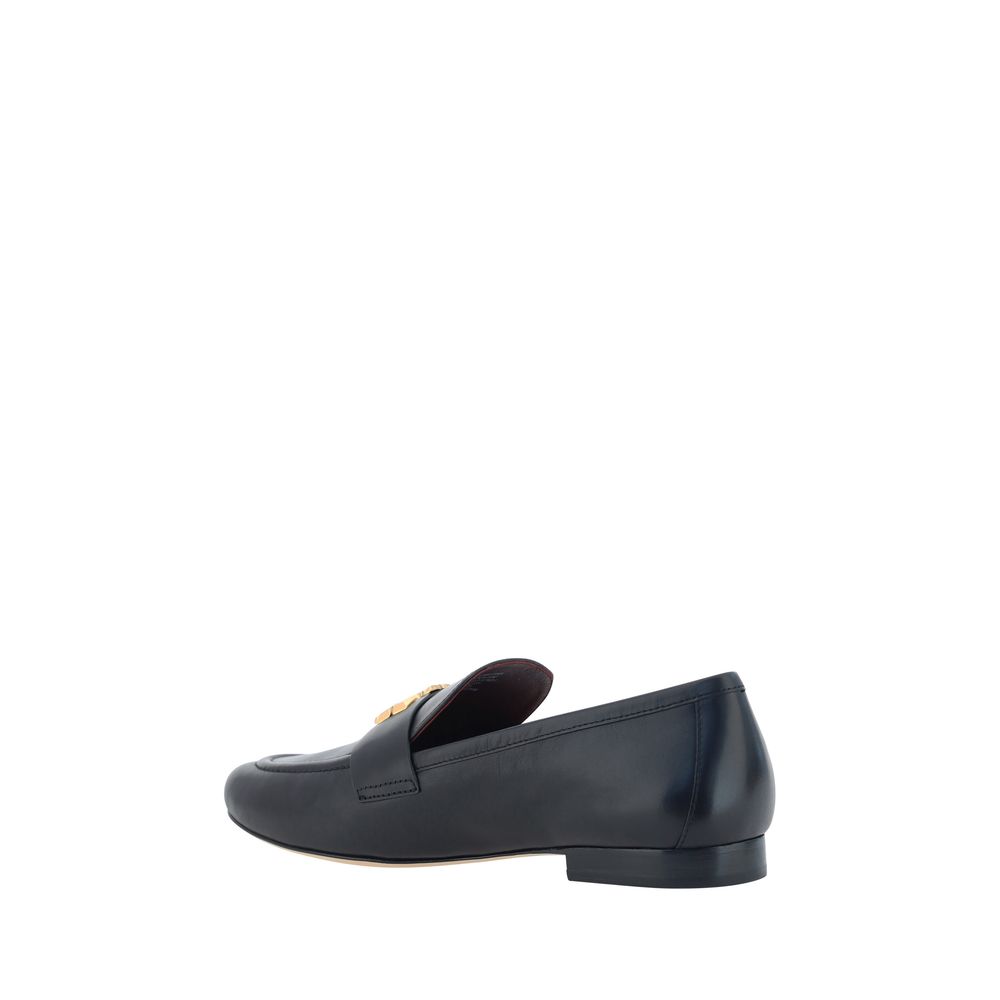 Tory Burch Black Calf Leather Bos Taurus Slip-On Loafers