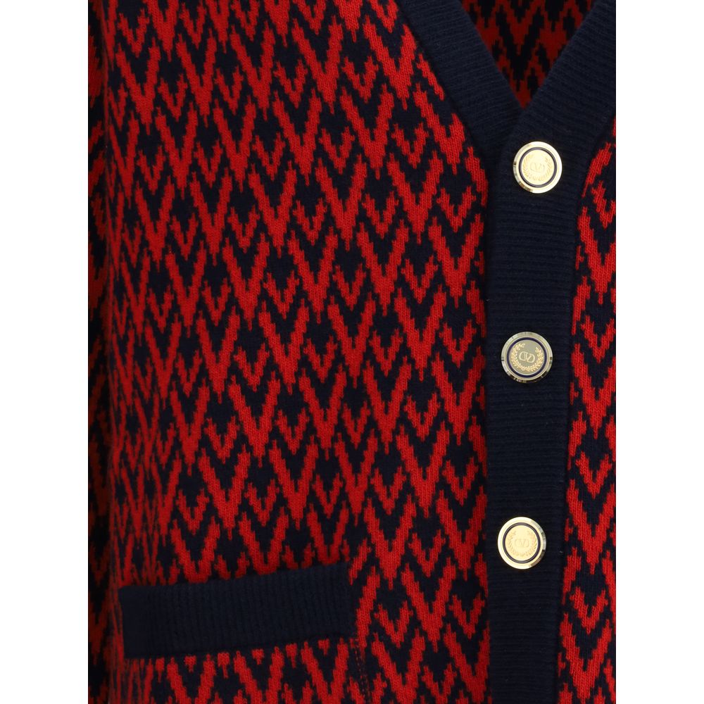 Valentino Multicolor Fleece Wool Cardigan