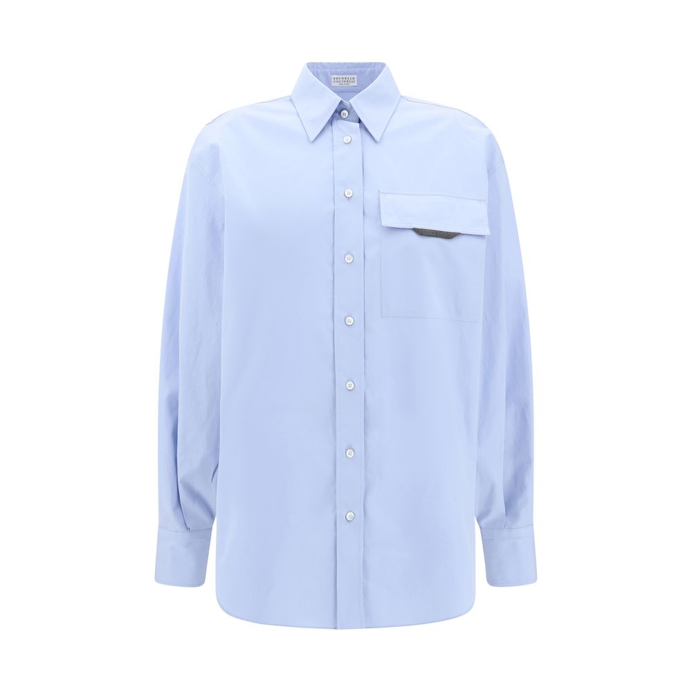 Brunello Cucinelli Blue Cotton Dress Shirt