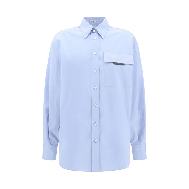 Brunello Cucinelli Blue Cotton Dress Shirt