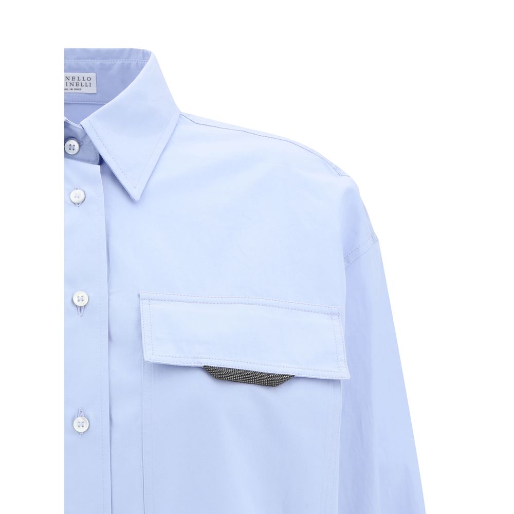 Brunello Cucinelli Blue Cotton Dress Shirt