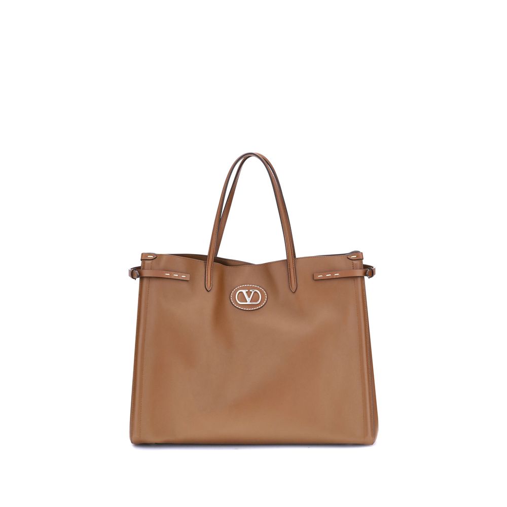 Valentino Garavani Brown Calf Leather Bos Taurus Shoulder Bag