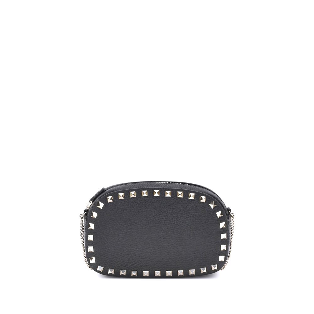 Valentino Garavani Black Calf Leather Bos Taurus Shoulder Bag