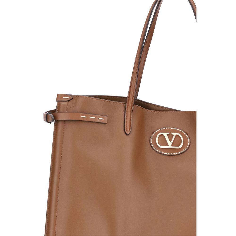 Valentino Garavani Brown Calf Leather Bos Taurus Shoulder Bag