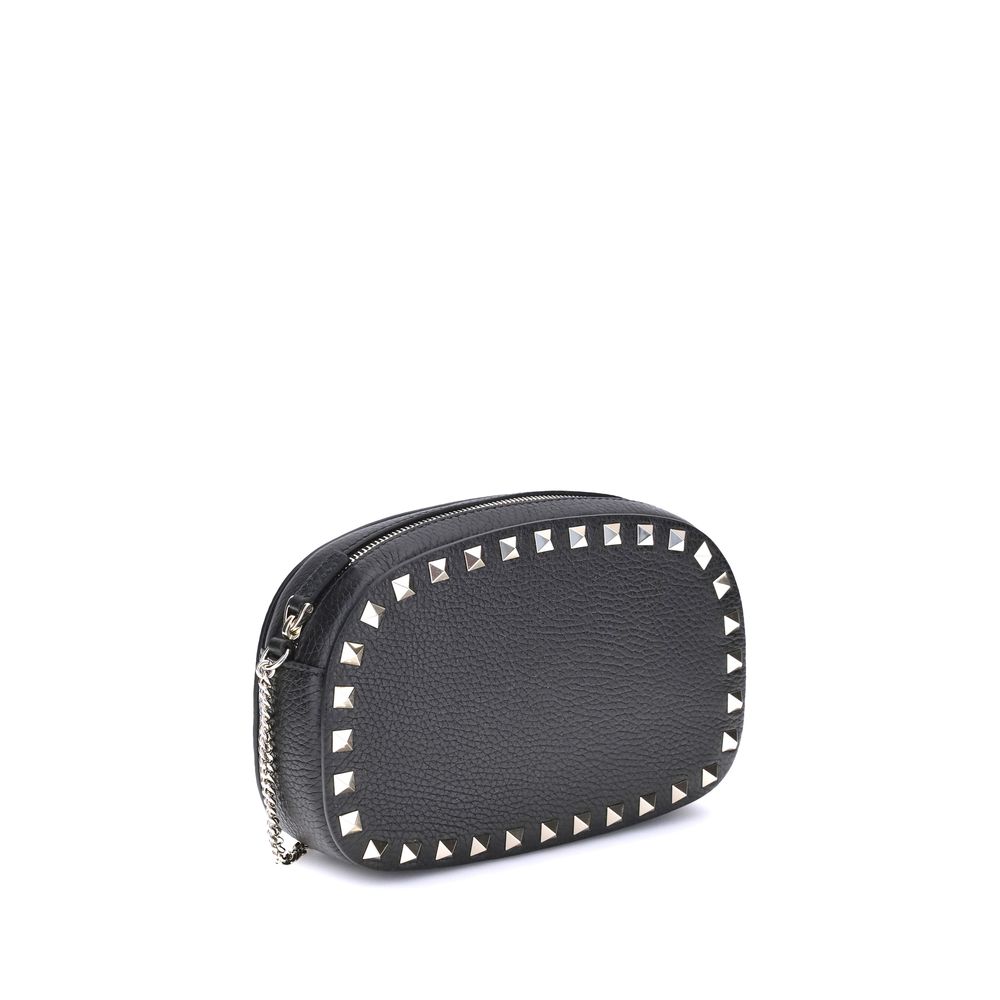 Valentino Garavani Black Calf Leather Bos Taurus Shoulder Bag