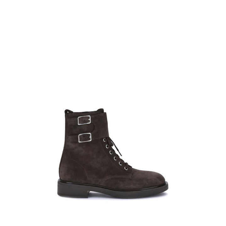 Gianvito Rossi Brown Calf Leather Bos Taurus Lace-Up Boots