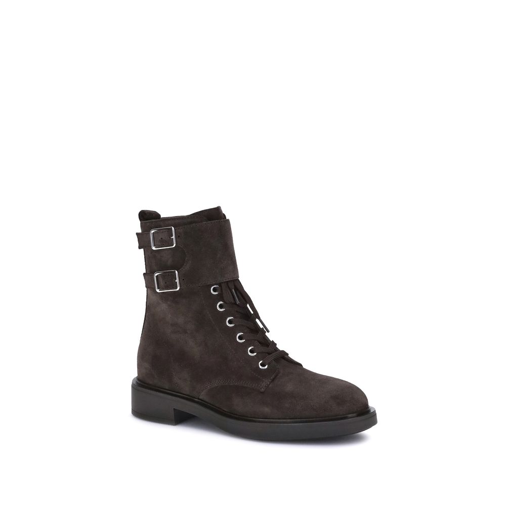 Gianvito Rossi Brown Calf Leather Bos Taurus Lace-Up Boots
