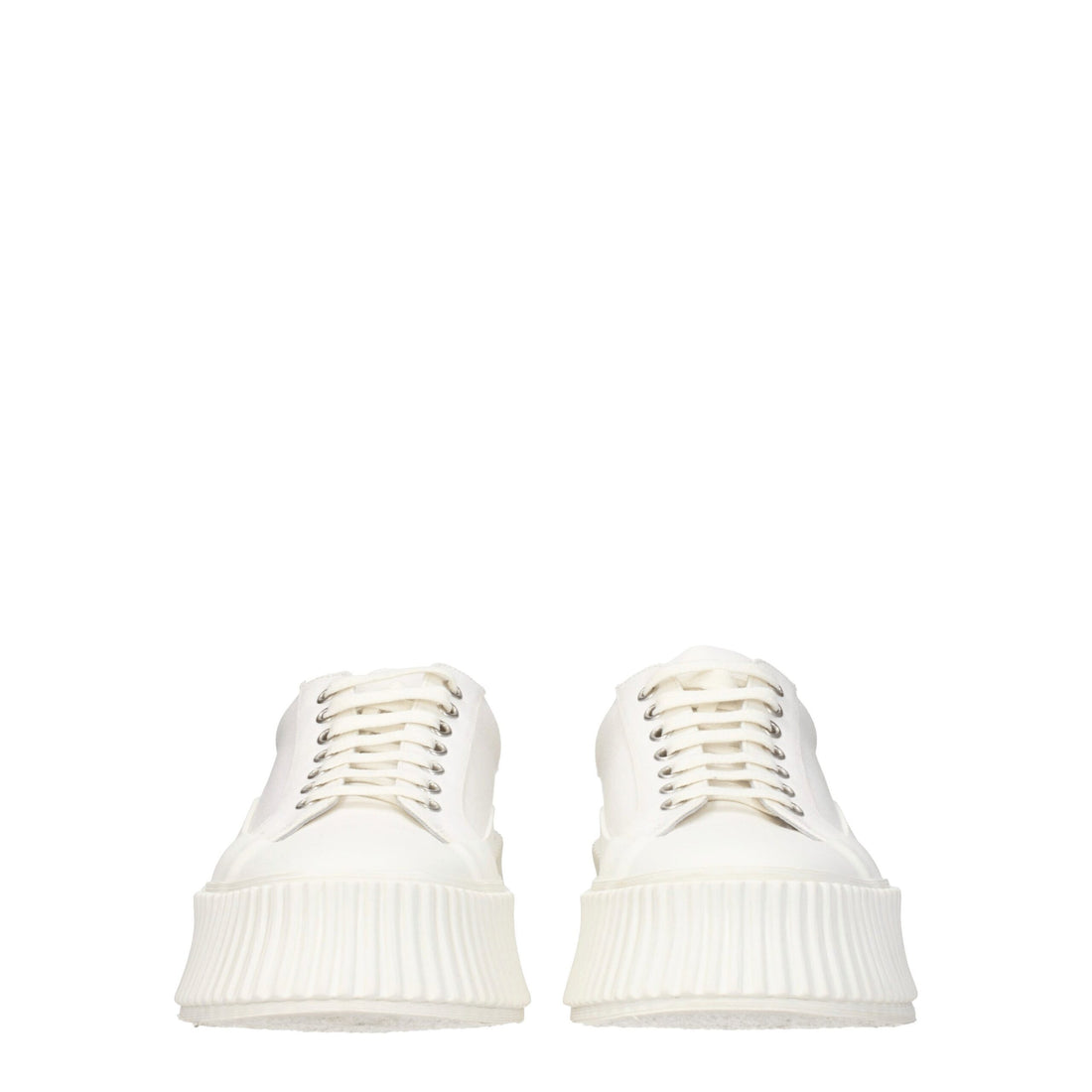 Jil Sander White Fabric Platform Sneakers