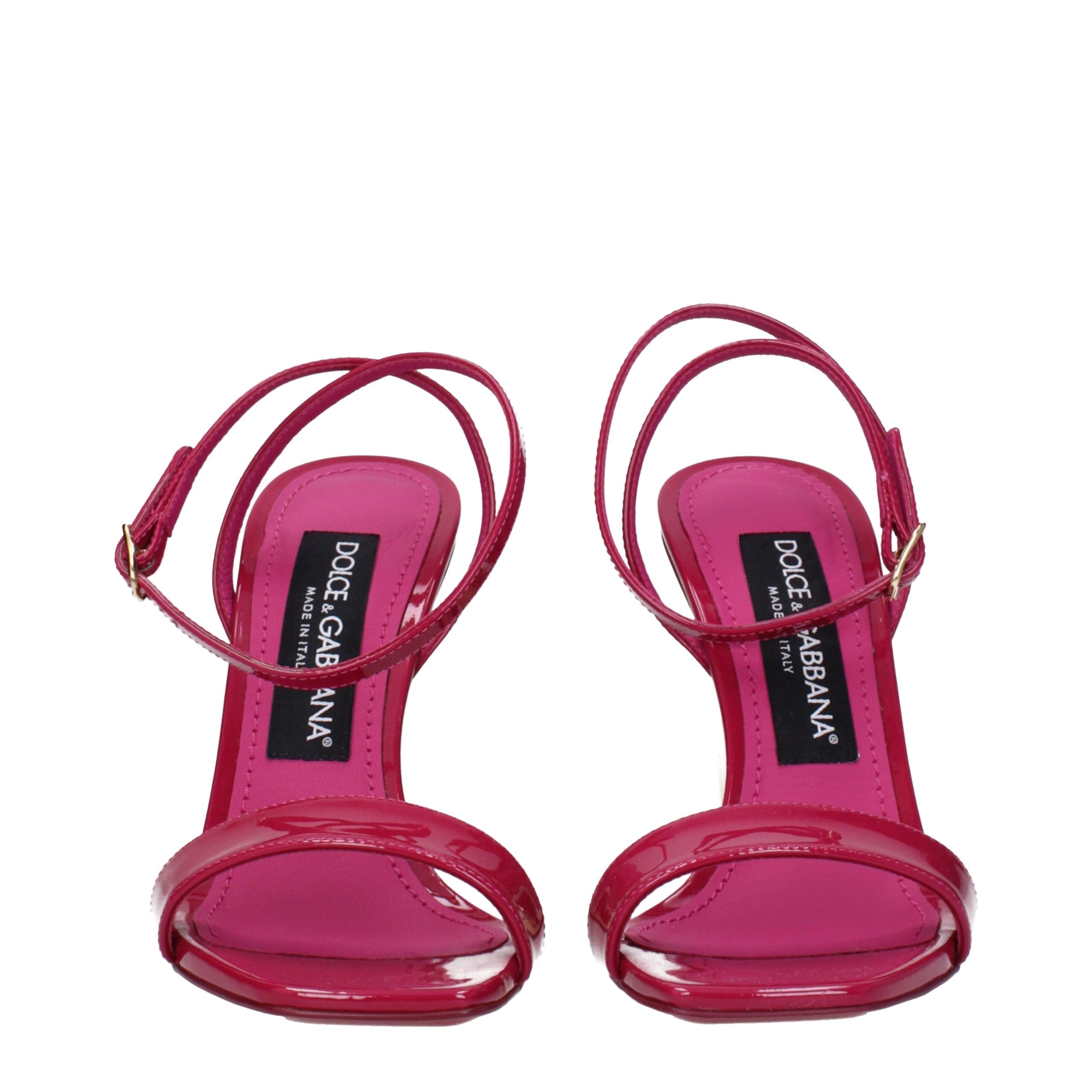 Dolce & Gabbana Pink Leather Stiletto Heel Sandals