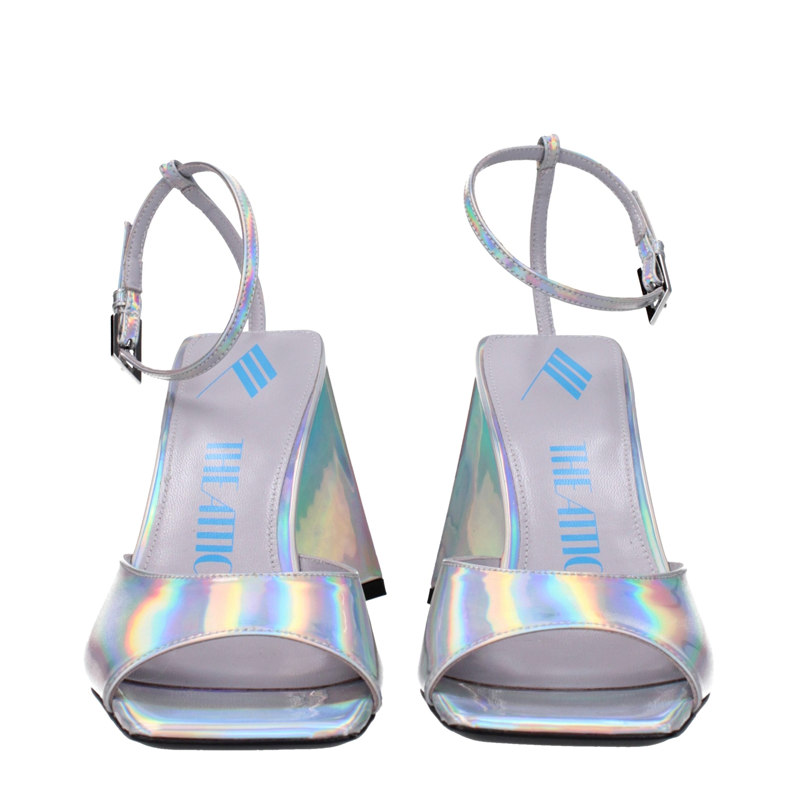The Attico Gray Leather Platform Sandals
