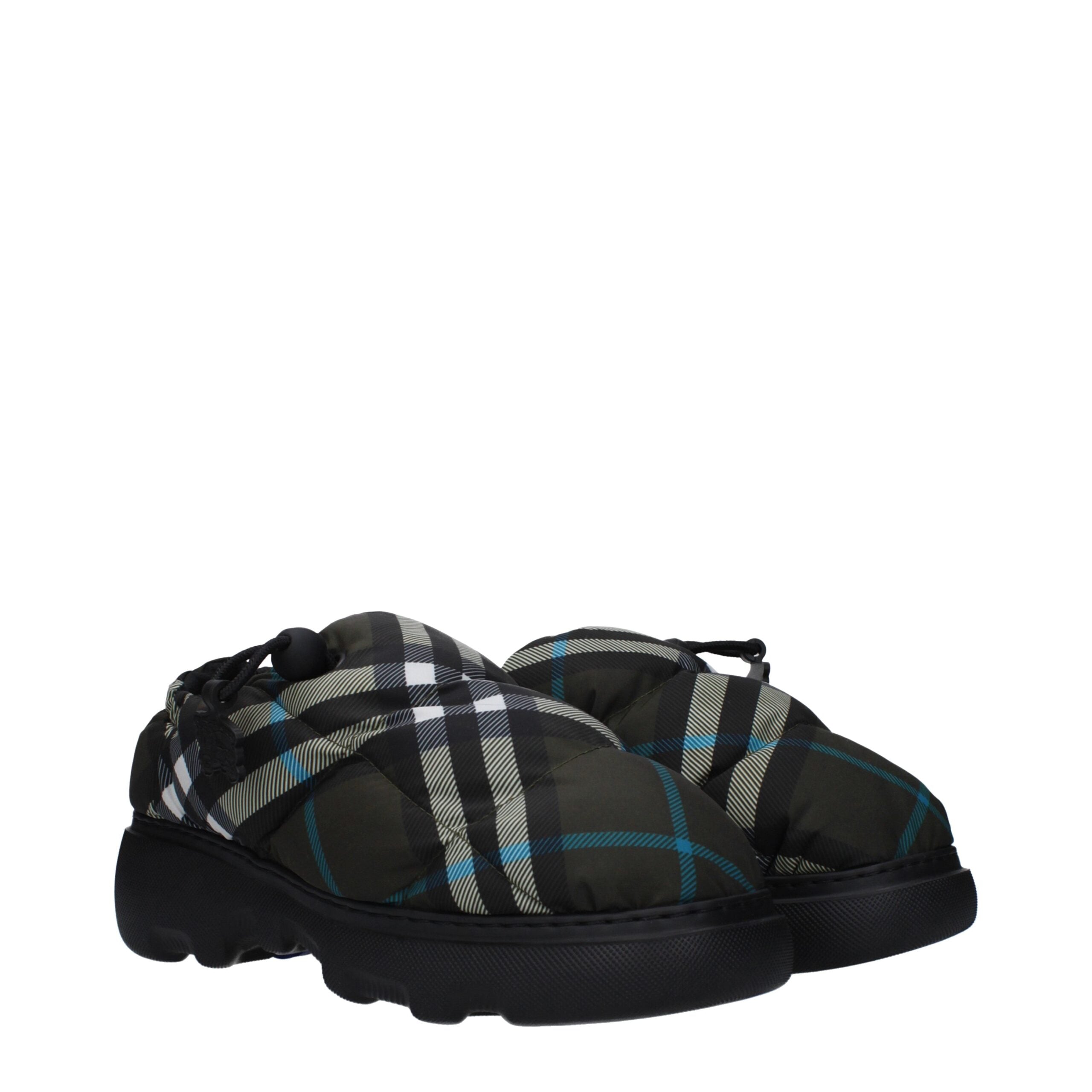 Burberry Green Fabric Slip-On Loafers