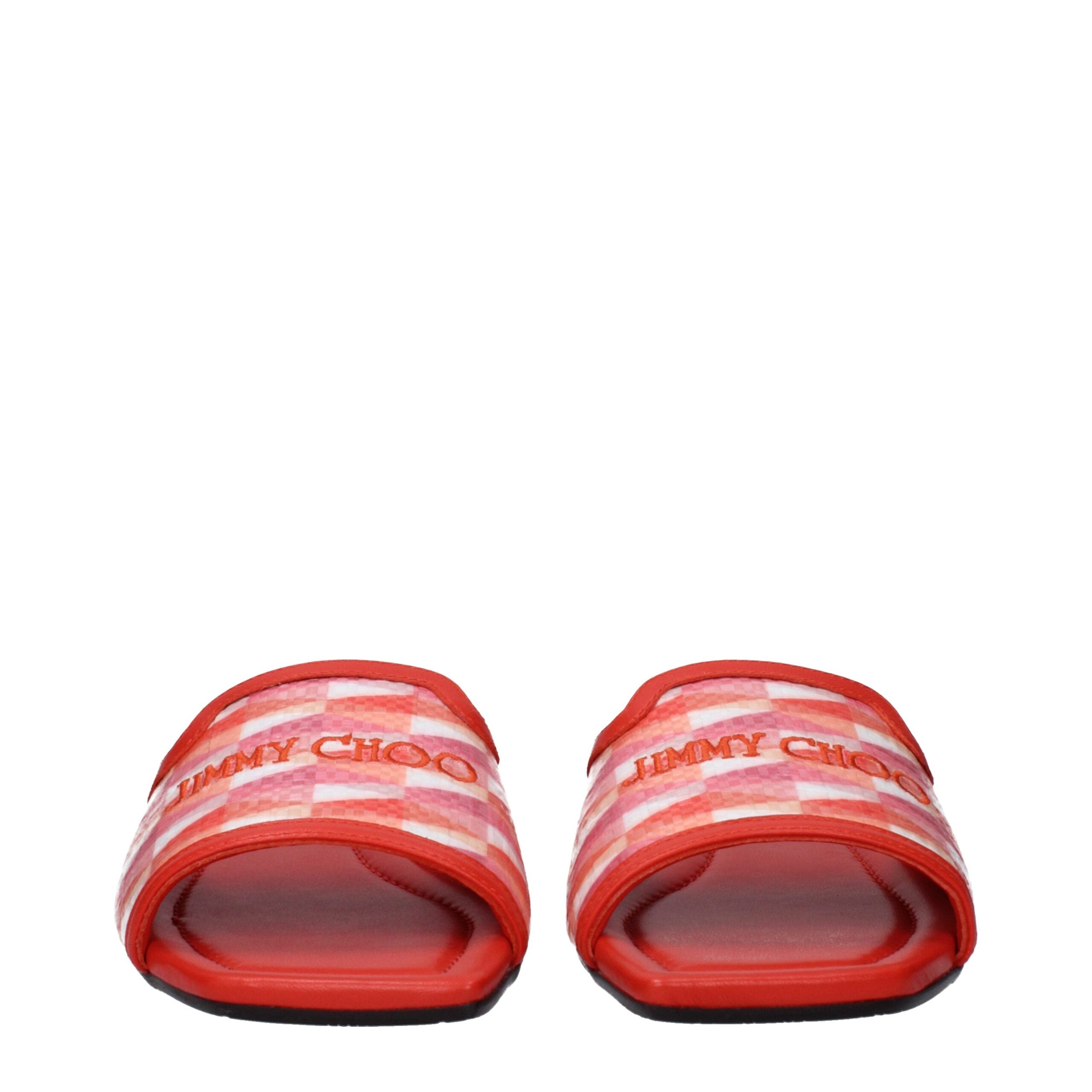 Jimmy Choo Orange Fabric Slippers