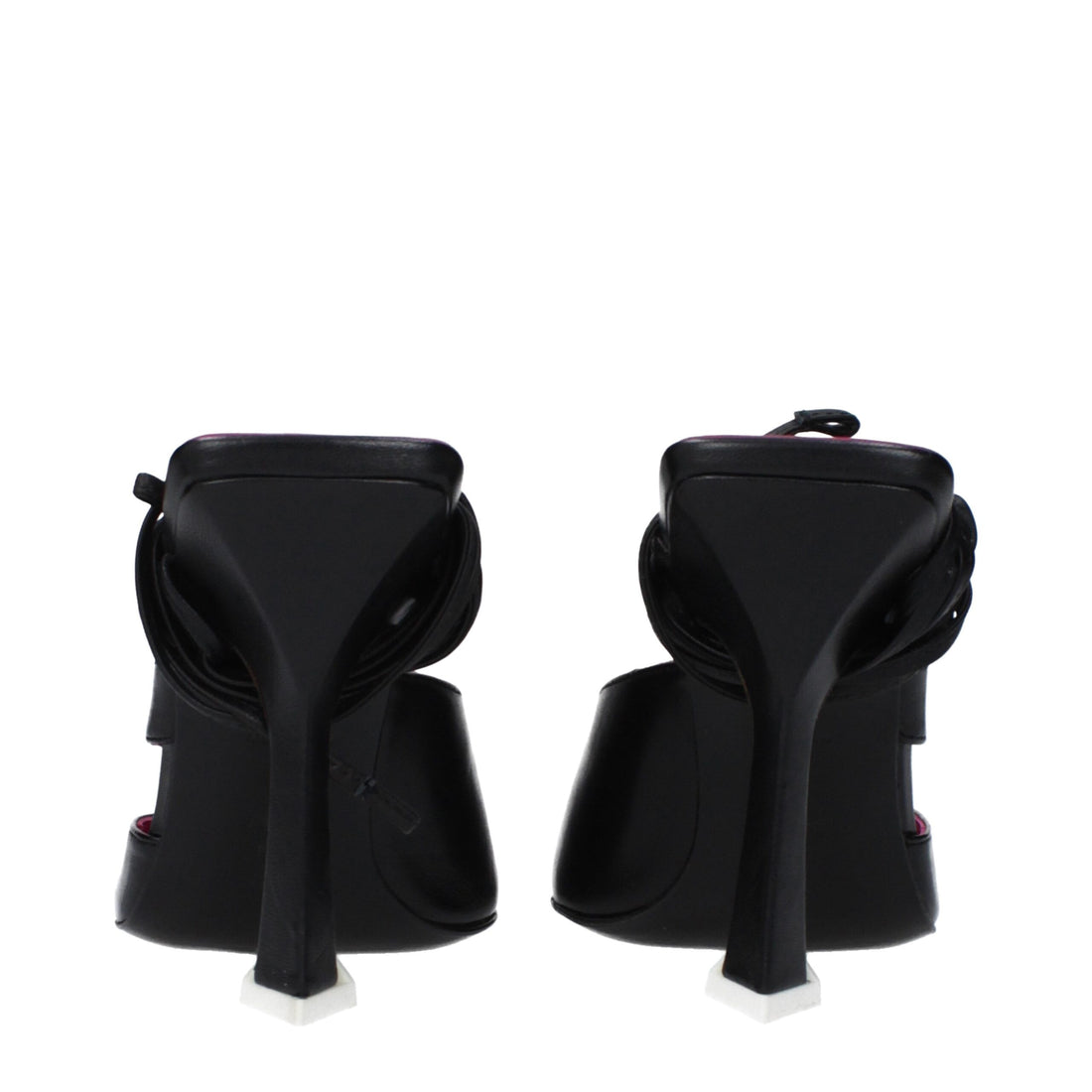 The Attico Black Leather Stiletto Heel Sandals