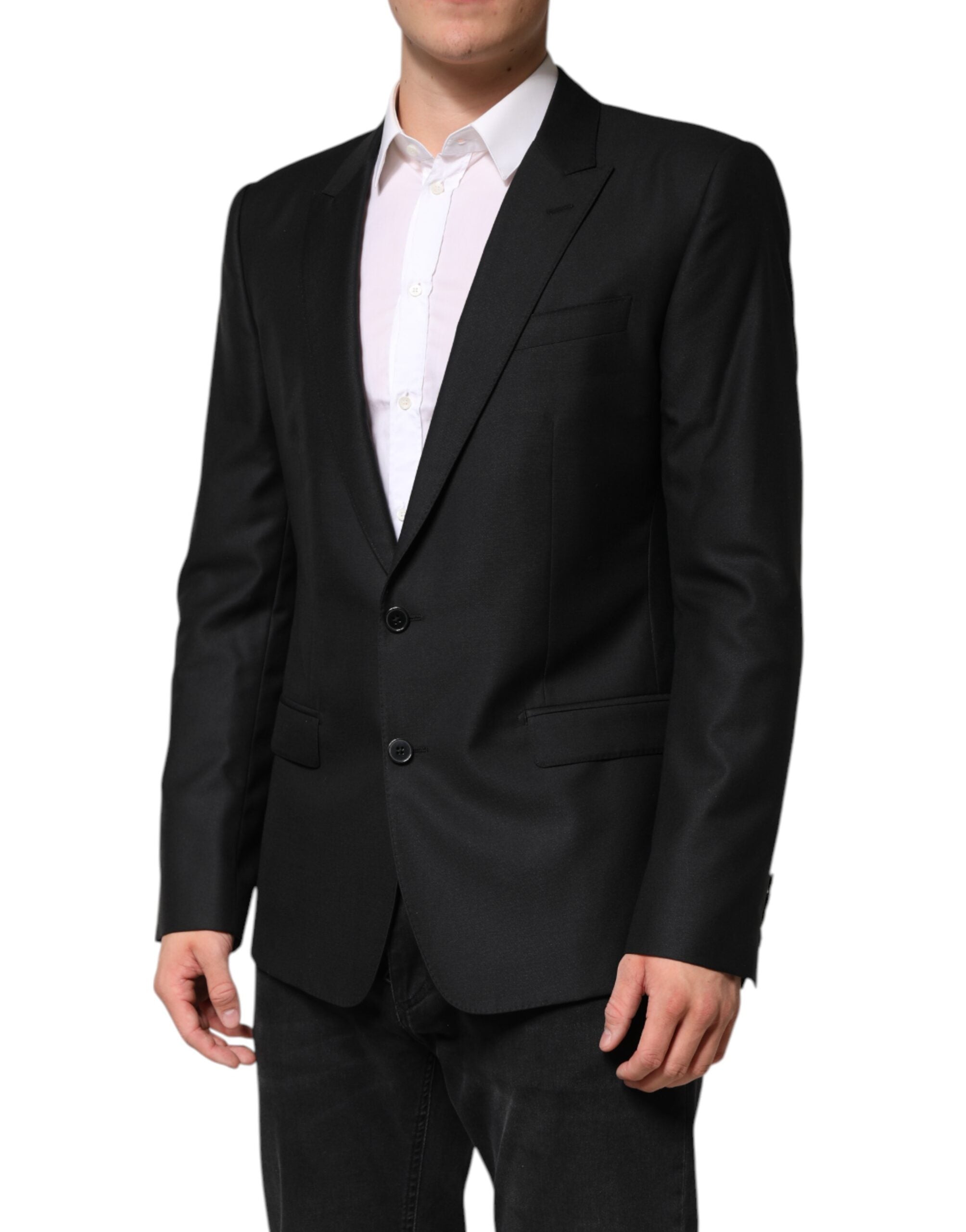 Dolce & Gabbana Black Wool Single Breasted Jacket Blazer
