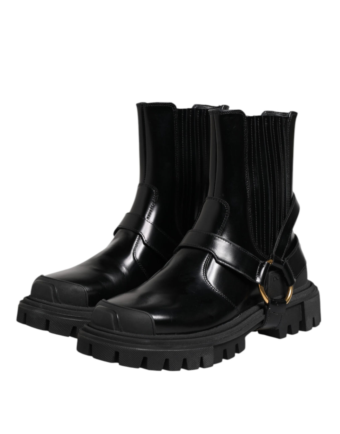 Dolce & Gabbana Black Leather Chelsea Men Short Boots Shoes