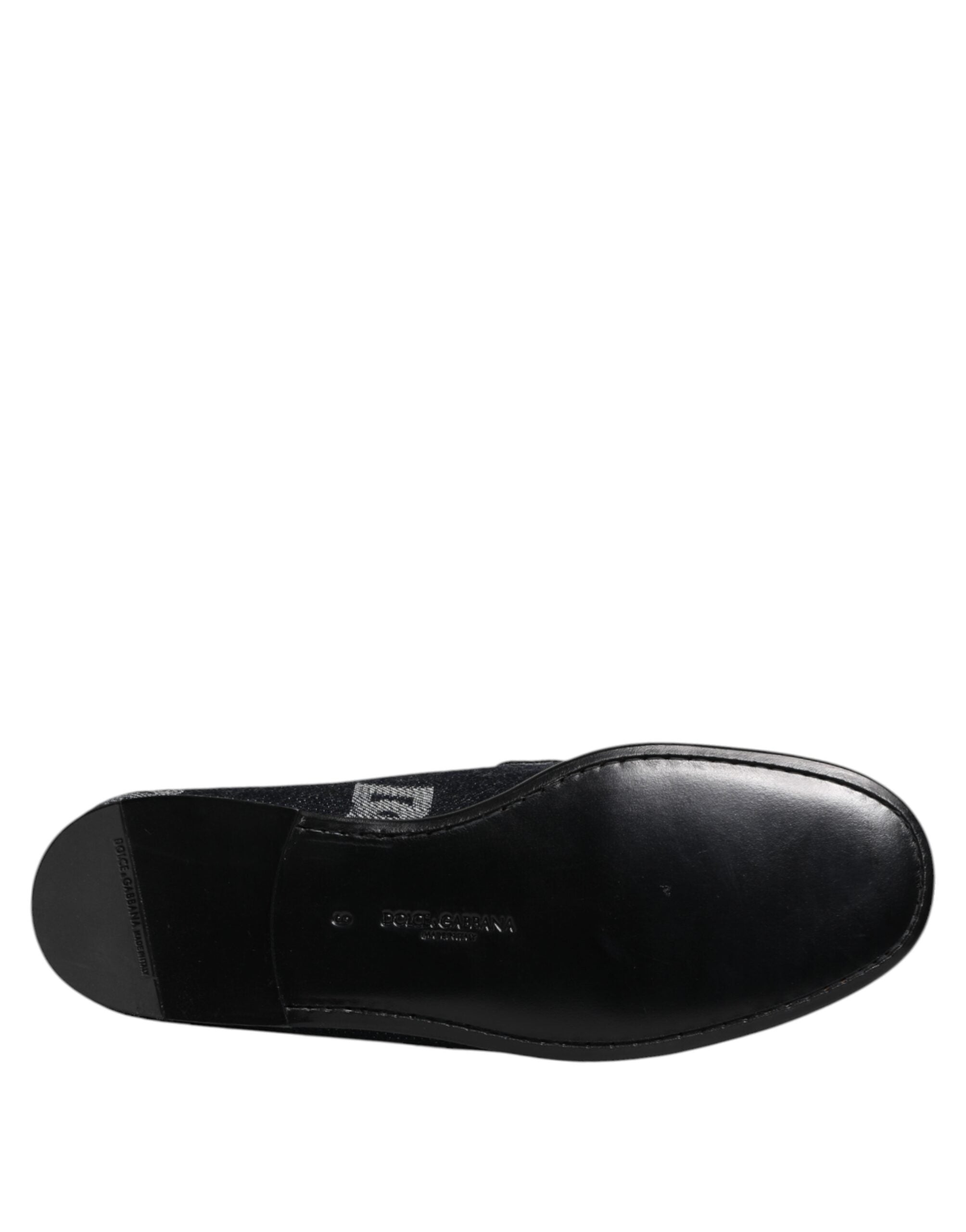 Dolce & Gabbana Blue Logo Cotton Loafers Formal Dress Shoes